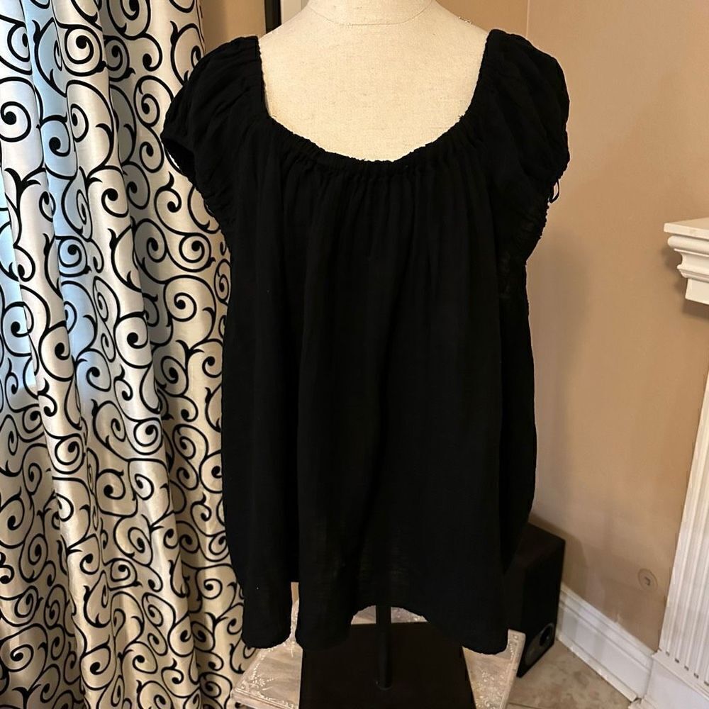 NWT old navy 4x baby doll black blouse bow